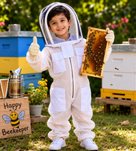 Load image into Gallery viewer, Beekeeping 3 Layer Mesh Ventilated Suit for Kids or Childfs in White Colour