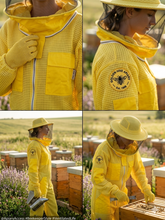 Load image into Gallery viewer, Beekeeping Ventilated Suit Three Layer Mesh Ultra Round Veil in YELLOW Colour (1 X Free Gloves)