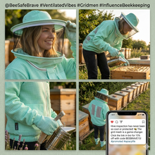 Load image into Gallery viewer, Beekeeping Ventilated Three Layer Mesh Jacket with Round Veil in AQUA