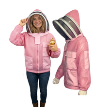 Lade das Bild in den Galerie-Viewer, Imkerei, dreilagige Netz-Ultra-belüftete Jacke, rosa Zaunschleier (kostenlose Handschuhe)