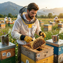 Load image into Gallery viewer, Beekeeping Gloves Adult Semi Ventilated Cowhide Leather & Fabric Cuff In Yellow Touch Screen (FOR USA Customers Only)