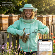 Load image into Gallery viewer, Beekeeping Ventilated Three Layer Mesh Jacket with Round Veil in AQUA