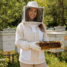 Load image into Gallery viewer, Beekeeping Ventilated Three Layer Mesh Jacket with Square Veil In White Colour