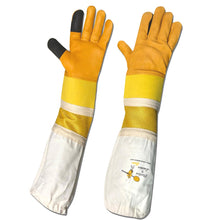 Lade das Bild in den Galerie-Viewer, Imkerhandschuhe für Erwachsene, halbbelüftet, Rindsleder und Stoffmanschette mit gelbem Touchscreen (nur für Kunden in den USA)