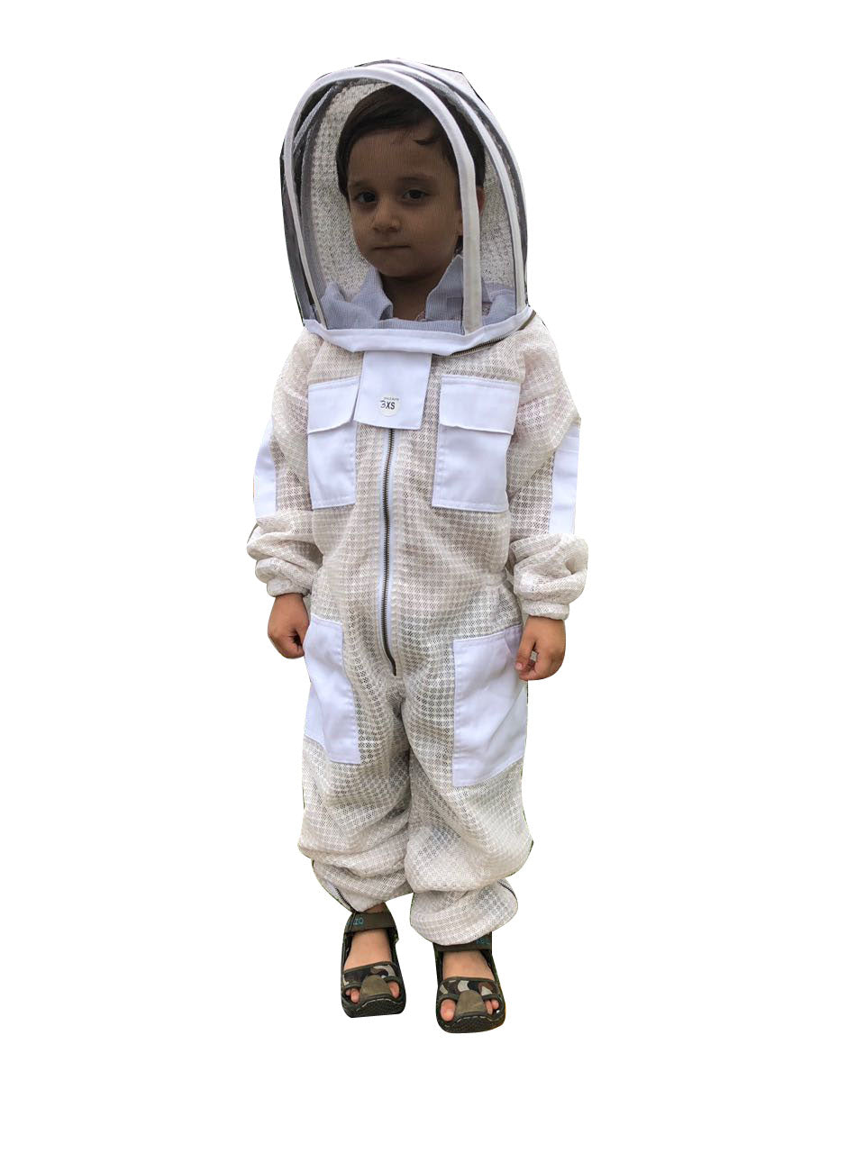 Beekeeping 3 Layer Mesh Ventilated Suit for Kids or Childfs in White Colour