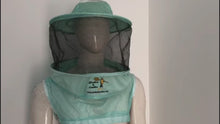 Load and play video in Gallery viewer, Clothes & Leather Gear Three Layer Mesh Ventilated Beekeeping Veil in Aqua (Round Veil HAT)
