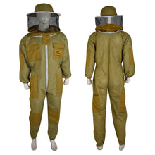 Load image into Gallery viewer, Beekeeping Ventilated Suit Three Layer Mesh Ultra Round Veil in Khaki Colour (1 X Free Gloves)