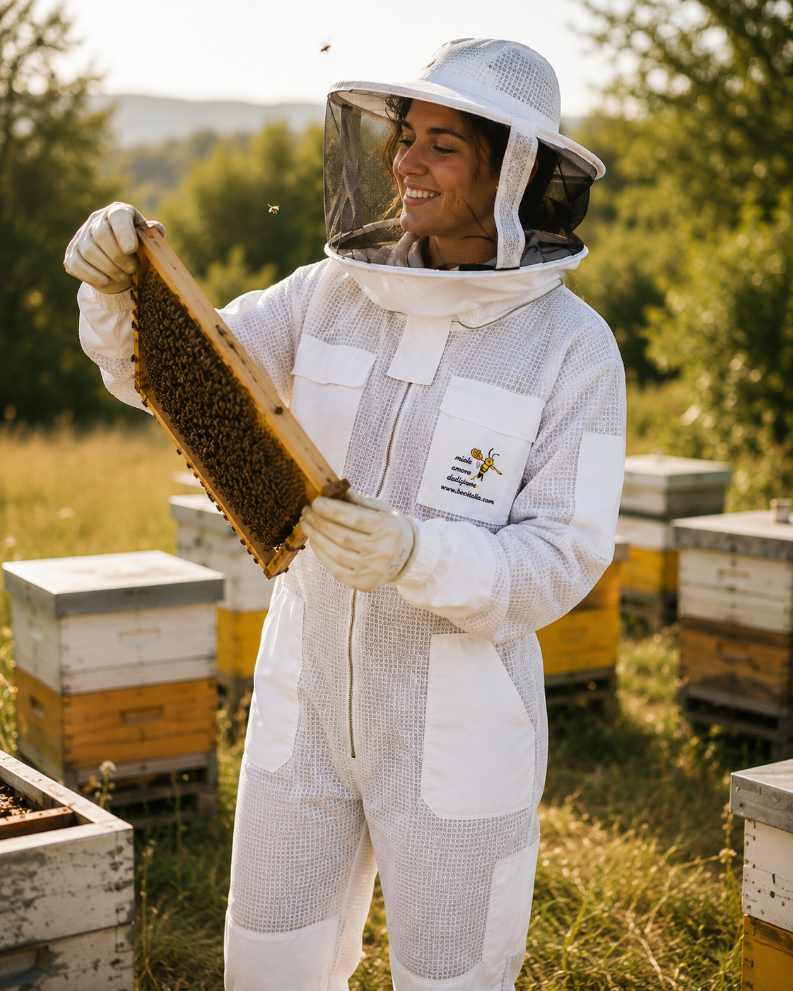 Beekeeping Three Layer Mesh Ultra Ventilated Round Veil Suit in White Colour (Free Gloves)