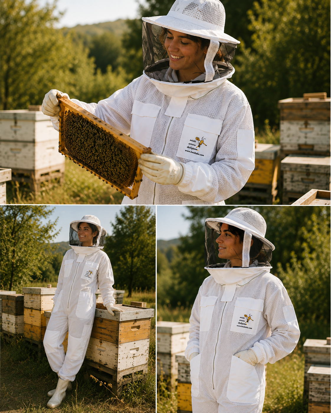 Beekeeping Three Layer Mesh Ultra Ventilated Round Veil Suit in White Colour (Free Gloves)
