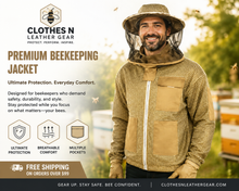 Load image into Gallery viewer, Beekeeping Ventilated Three Layer Mesh Jacket with Round Veil in khaki
