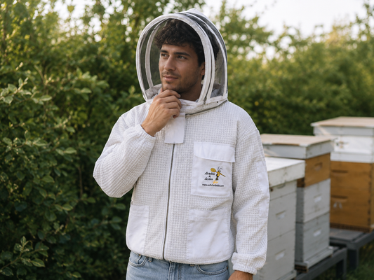 Beekeeping Three layer Mesh Ventilated Jacket With Fencing Veil In White Colour