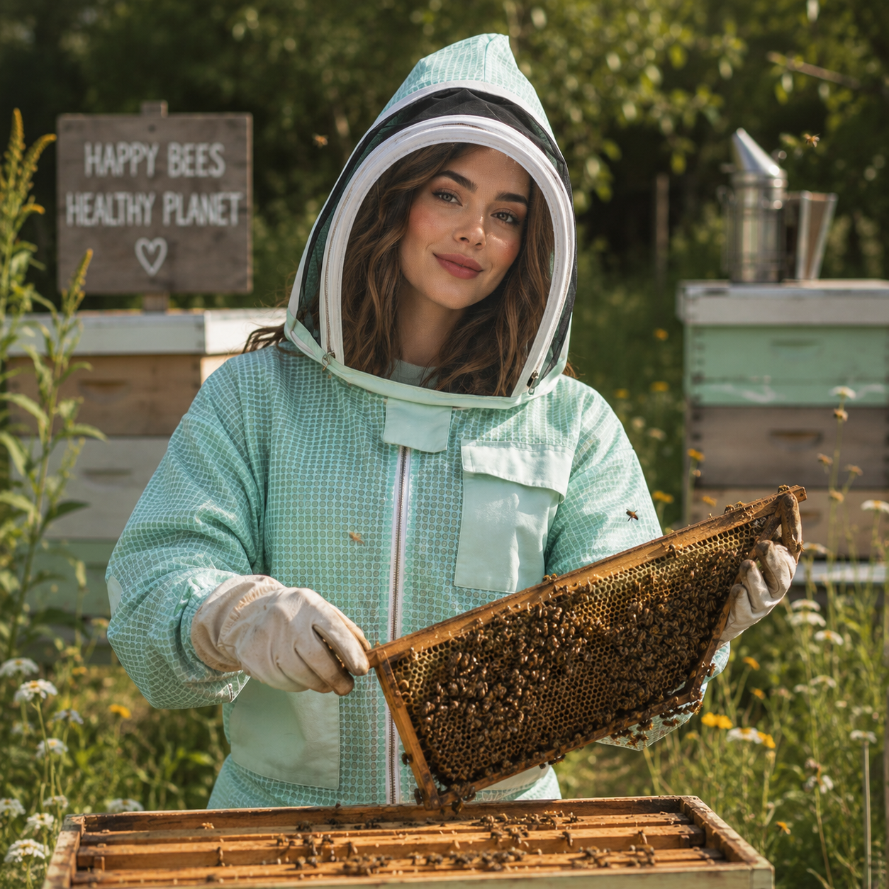 Beekeeping Three Layer Mesh Ultra Ventilated Jacket Aqua Fencing Veil (Free Gloves)