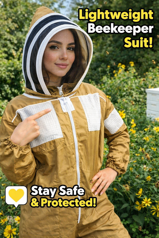 Beekeeping Semi Ventilated Full Suit in Khaki Fencing Veil***Free Gloves***