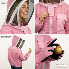 Lade das Bild in den Galerie-Viewer, Imkerei, dreilagige Netz-Ultra-belüftete Jacke, rosa Zaunschleier (kostenlose Handschuhe)
