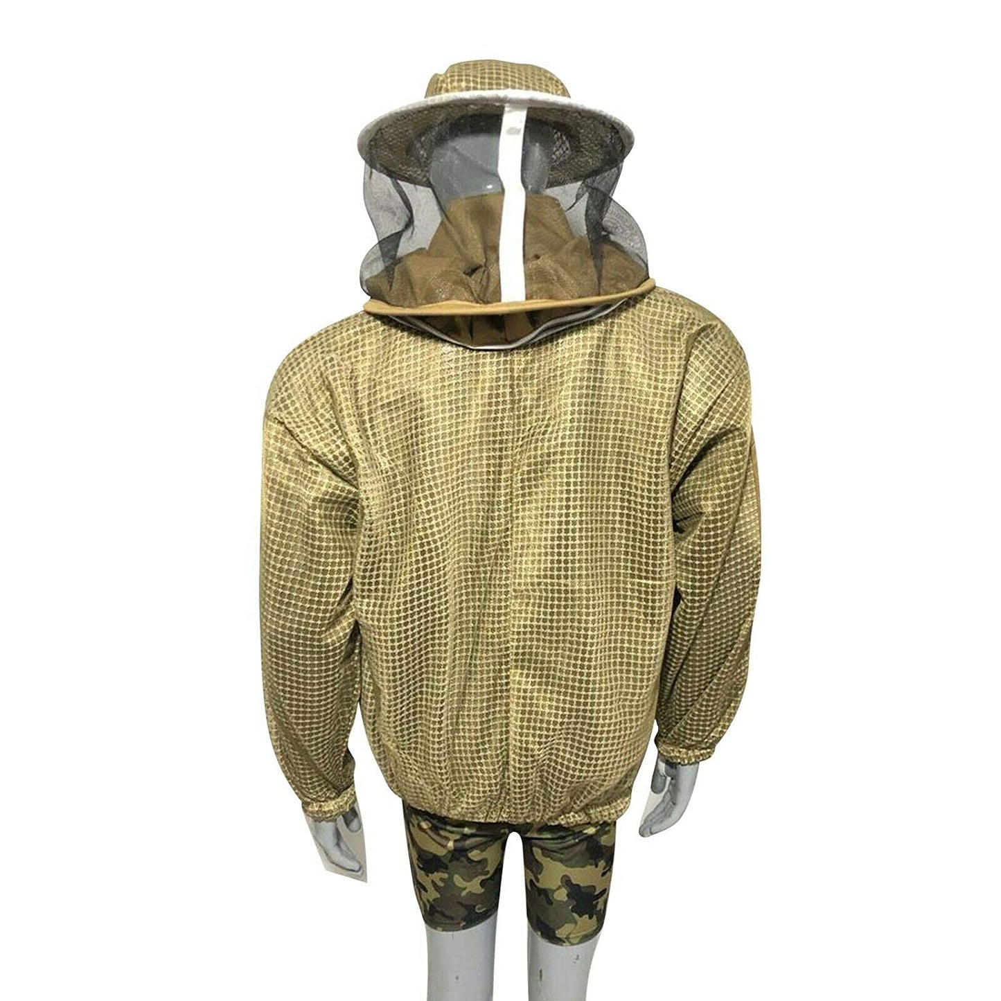 Beekeeping Ventilated Three Layer Mesh Jacket with Round Veil in khaki