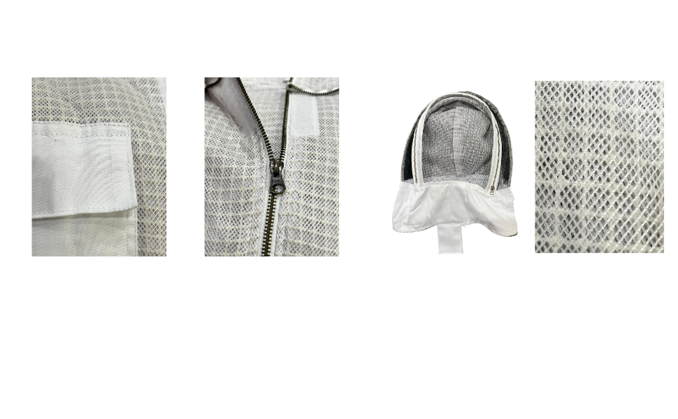 Beekeeping Three layer Mesh Ventilated Jacket With Fencing Veil In White Colour