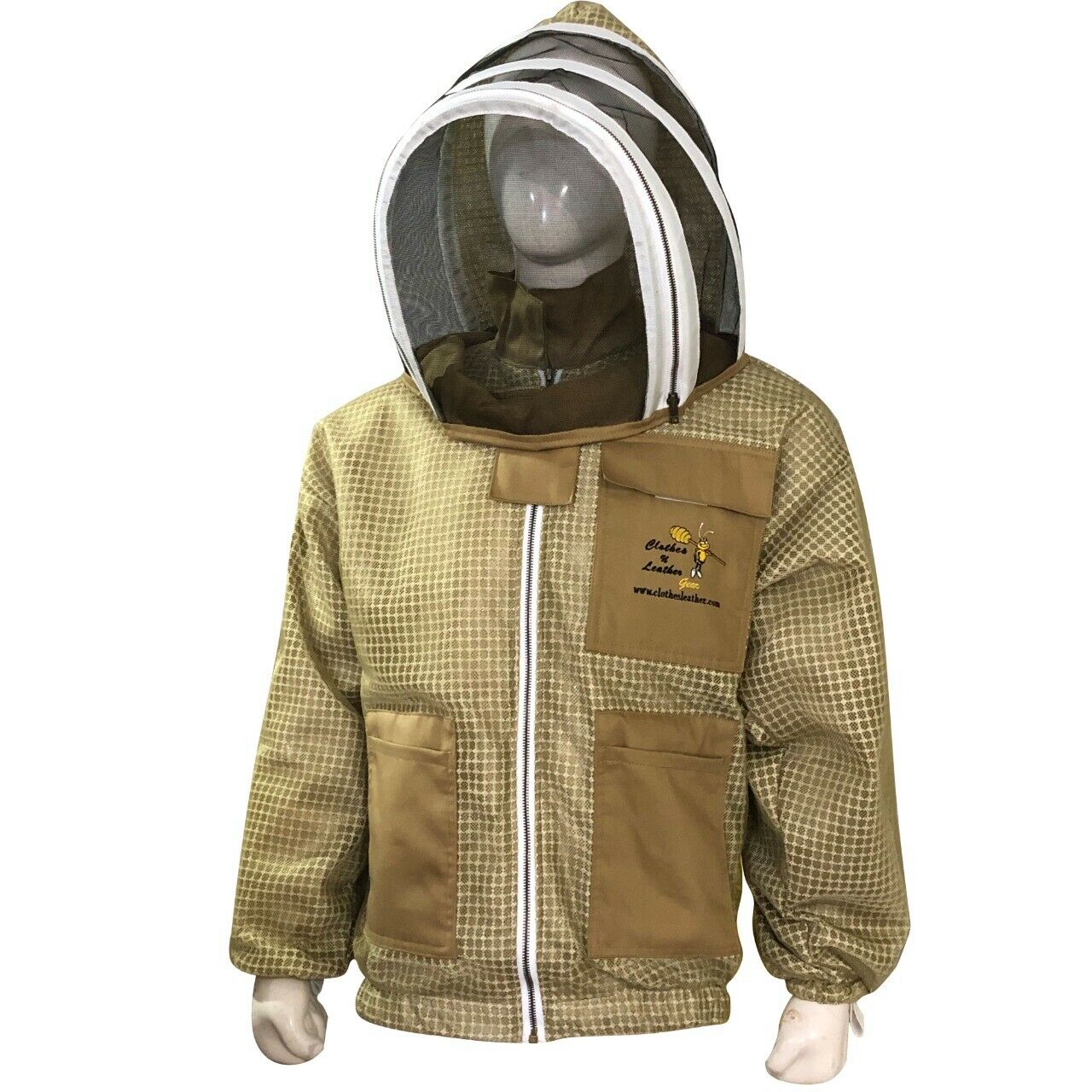 Beekeeping Ventilated Jacket Protection Khaki with Fency veil