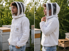 Lade das Bild in den Galerie-Viewer, Imkerei, dreilagige, belüftete Mesh-Jacke mit Zaunschleier in weißer Farbe
