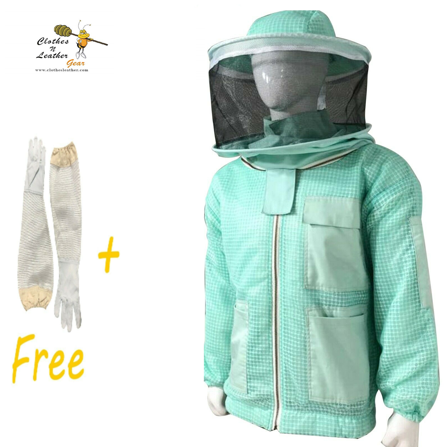 Beekeeping Ventilated Three Layer Mesh Jacket with Round Veil in AQUA