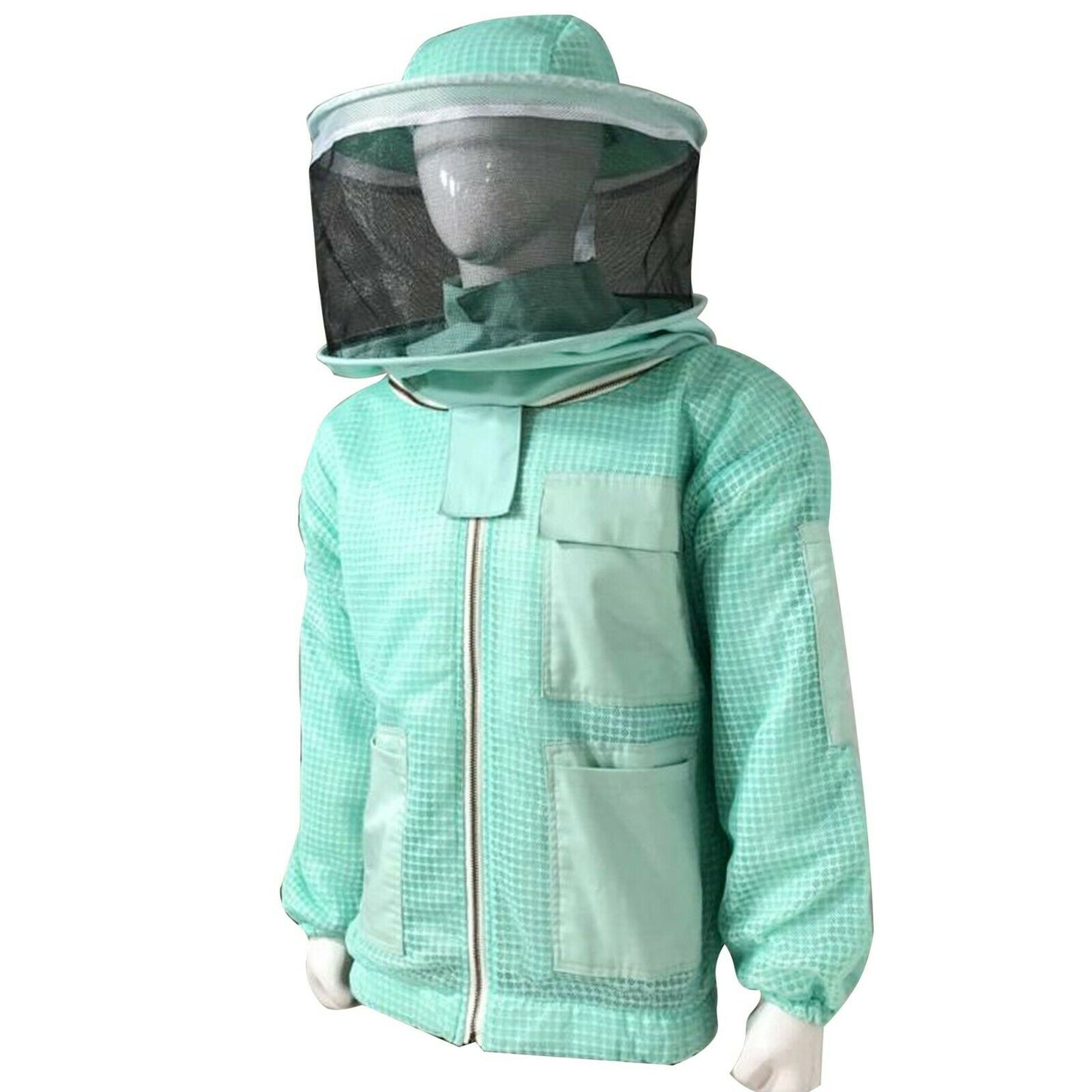Beekeeping Ventilated Three Layer Mesh Jacket with Round Veil in AQUA