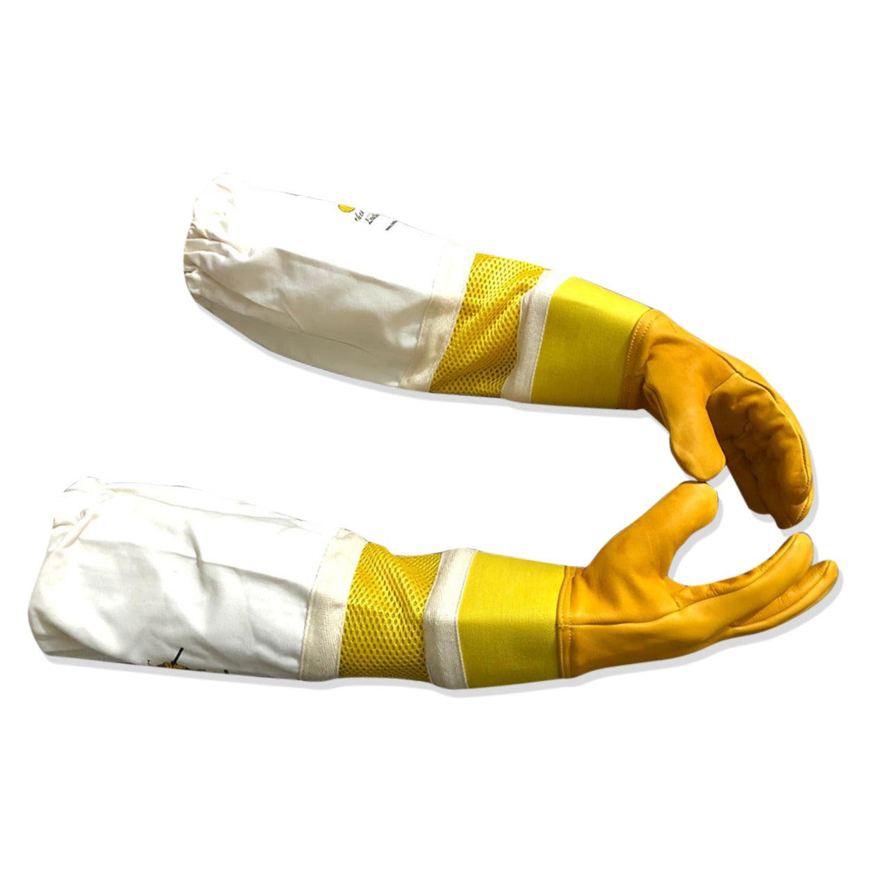Beekeeping Gloves Adult Semi Ventilated Cowhide Leather & Fabric Cuff in Yellow (For USA Customers Only)