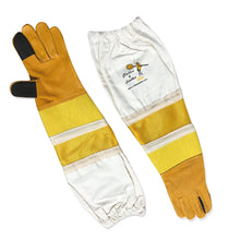 Load image into Gallery viewer, Beekeeping Gloves Adult Semi Ventilated Cowhide Leather &amp; Fabric Cuff In Yellow Touch Screen (FOR USA Customers Only)
