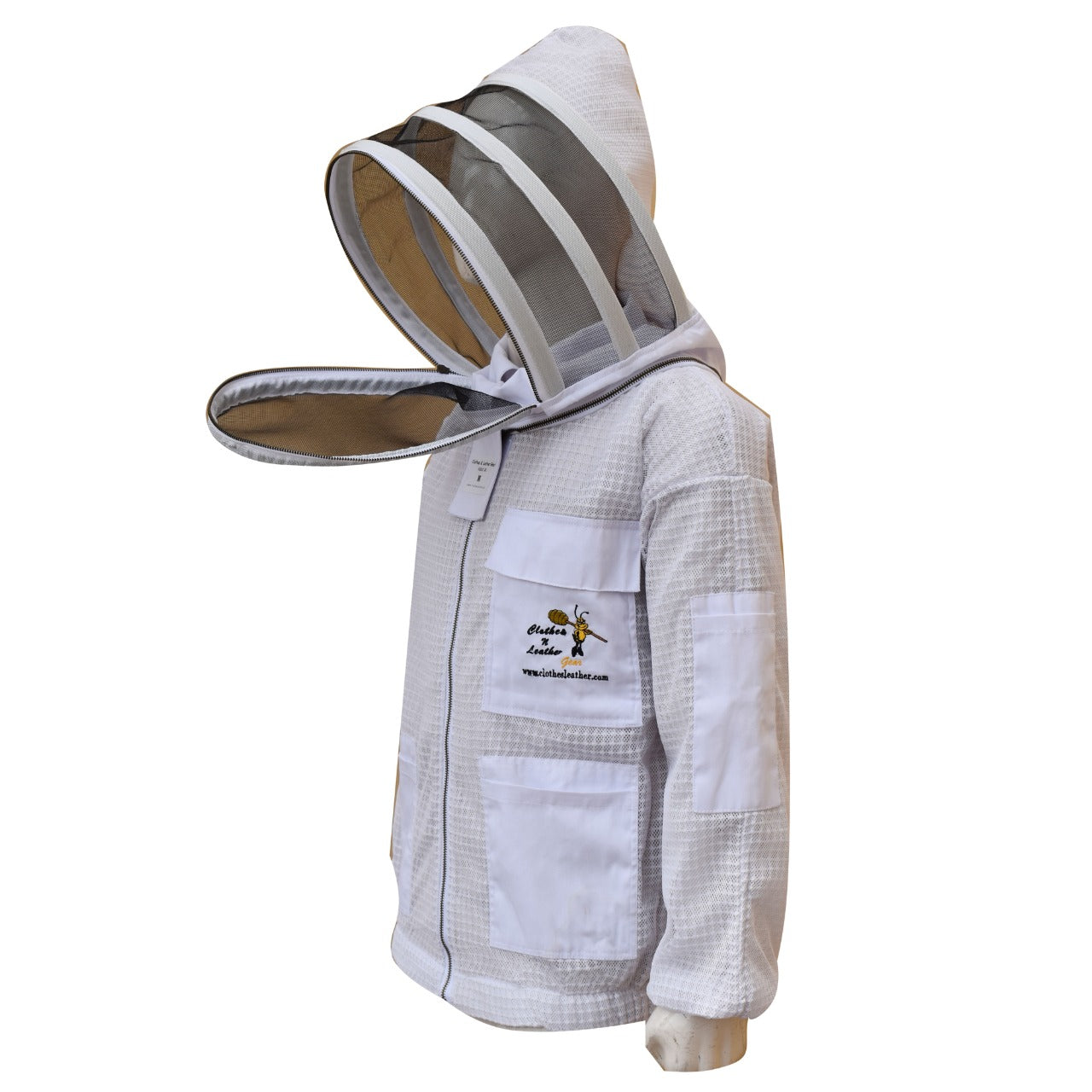 Beekeeping Three layer Mesh Ventilated Jacket With Fencing Veil In White Colour
