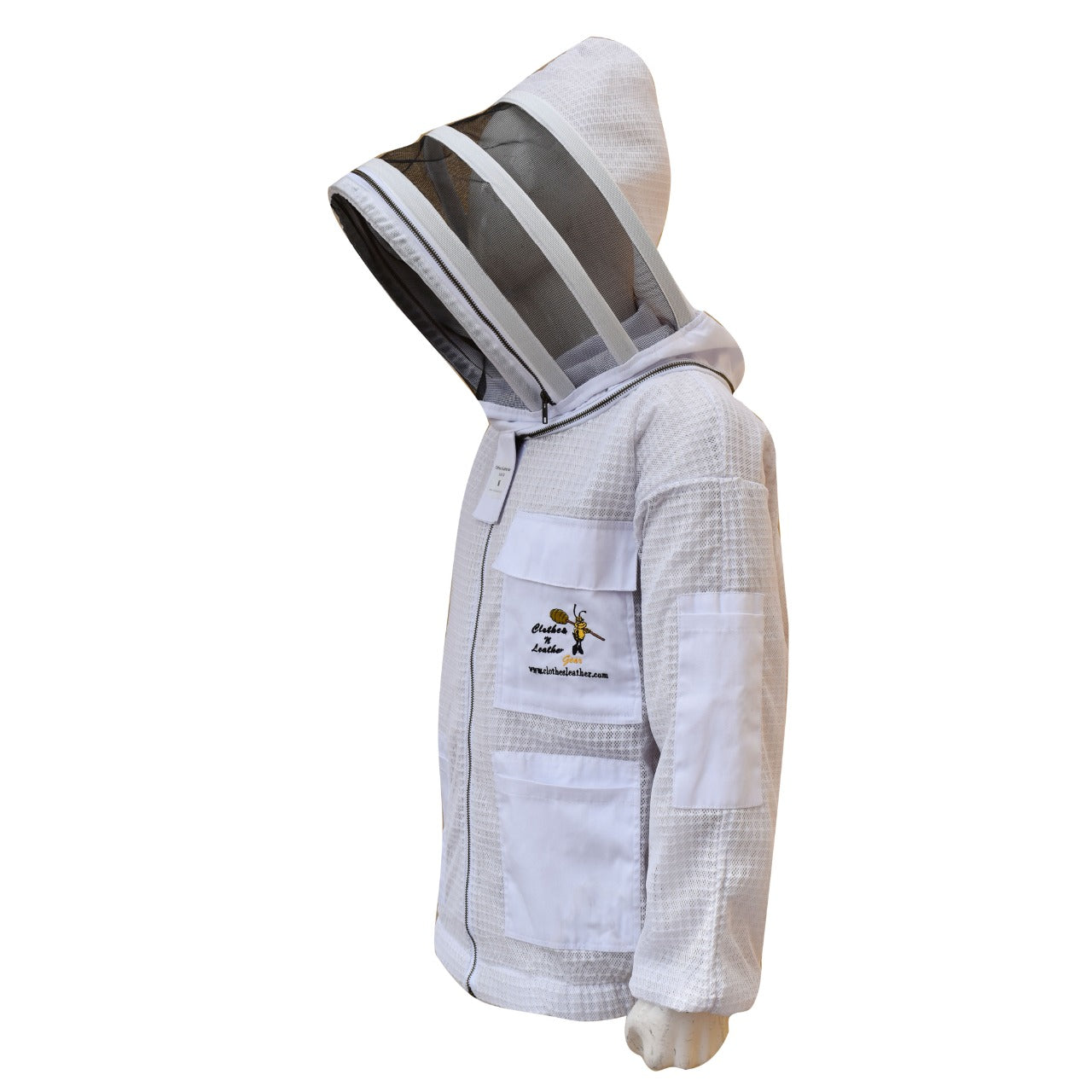 Beekeeping Three layer Mesh Ventilated Jacket With Fencing Veil In White Colour