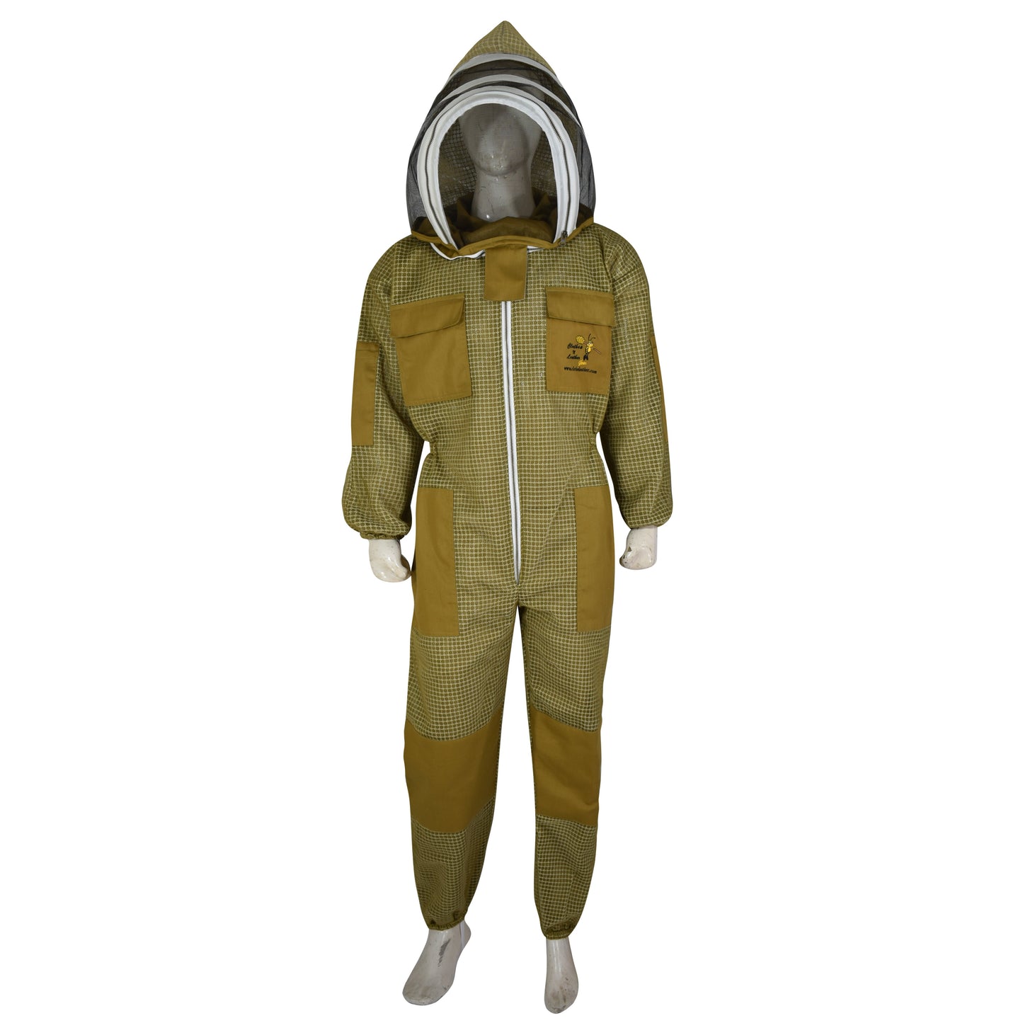 Beekeeping Ventilated Suit Three Layer Mesh Ultra Fencing Veil in khaki