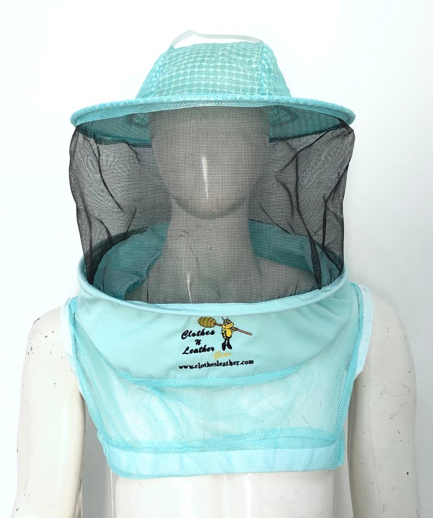 Clothes & Leather Gear Three Layer Mesh Ventilated Beekeeping Veil in Aqua (Round Veil HAT)