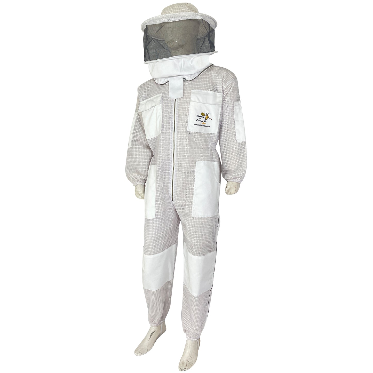 Beekeeping Three Layer Mesh Ultra Ventilated Round Veil Suit in White Colour (Free Gloves)