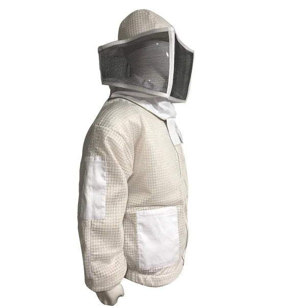 Beekeeping Ventilated Three Layer Mesh Jacket with Square Veil In White Colour