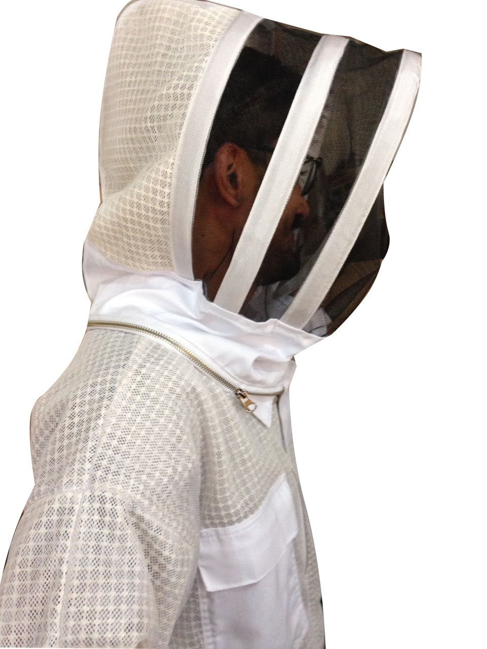 Beekeeping Three layer Mesh Ventilated Jacket With Fencing Veil In White Colour