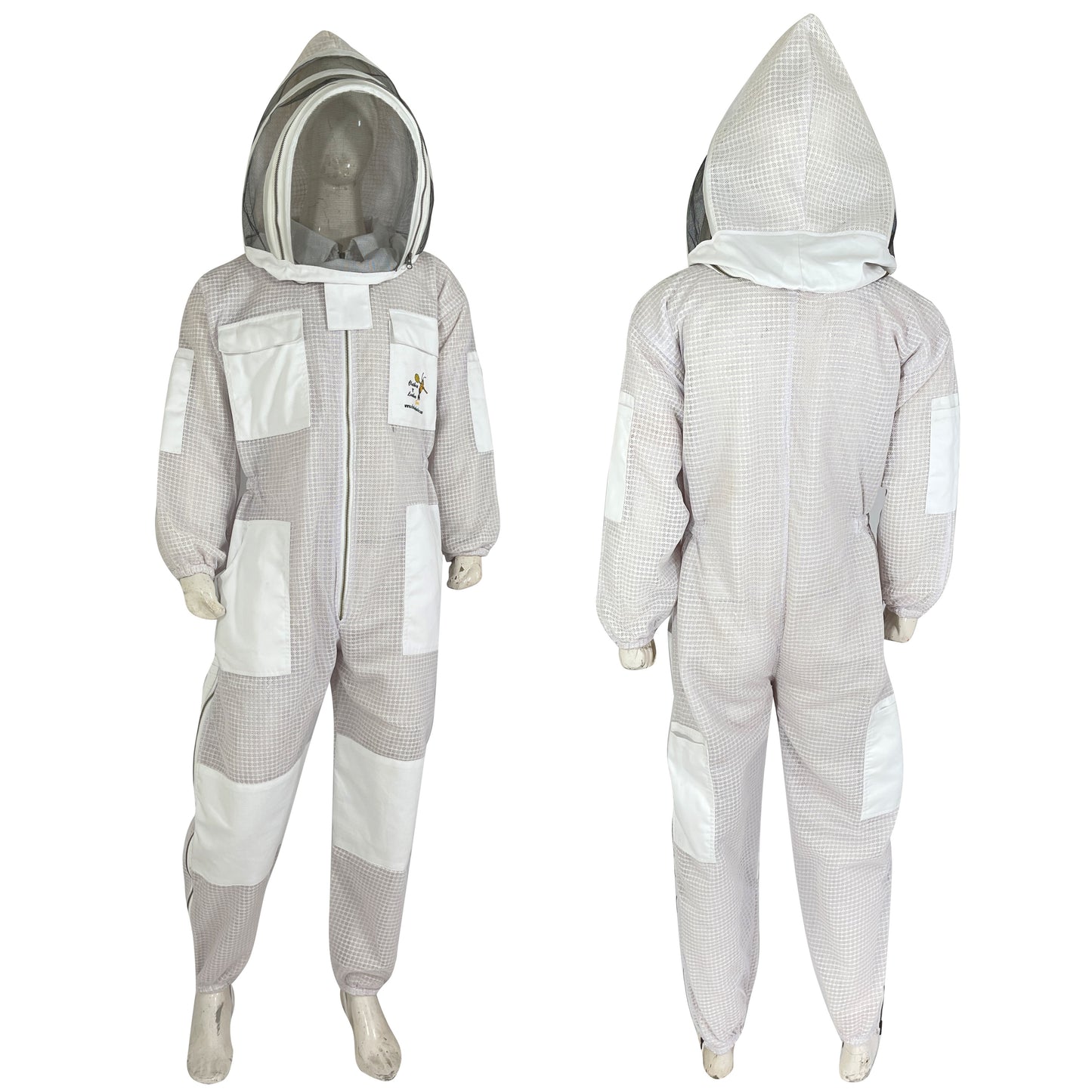 Beekeeping Three Layer Ultra Ventilated Fencing Veil Suit in White (Free Gloves)
