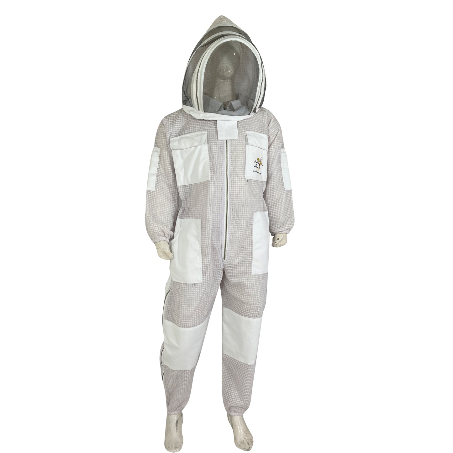 Beekeeping Three Layer Ultra Ventilated Fencing Veil Suit in White (Free Gloves)