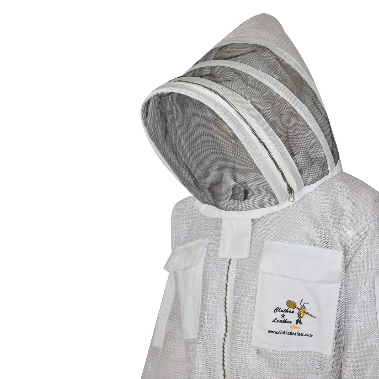 Beekeeping Three Layer Ultra Ventilated Fencing Veil Suit in White (Free Gloves)