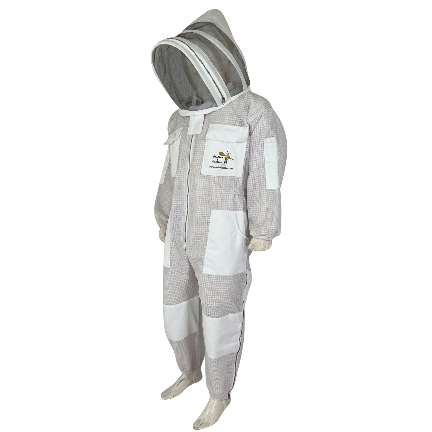 Beekeeping Three Layer Ultra Ventilated Fencing Veil Suit in White (Free Gloves)