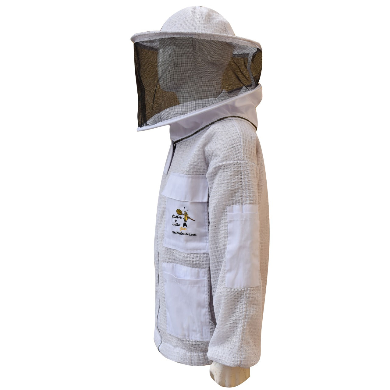 Beekeeping Ventilated Jacket Three Layer Mesh Ultra Round Veil in White Colour (1 X Free Gloves)