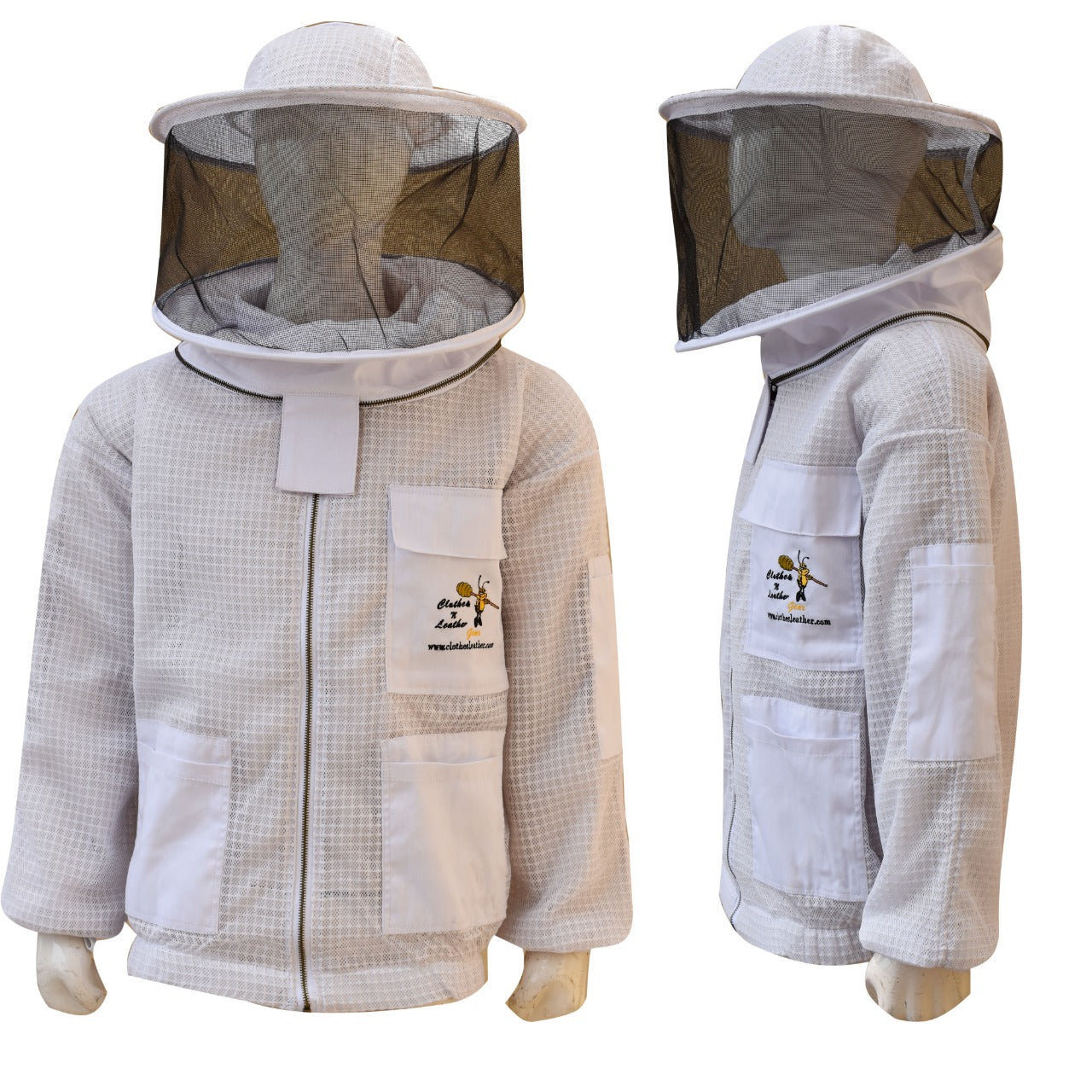 Brutul Bee 3 Layer Beekeeping Ultralight Ventilated Suit With Round Veil White M