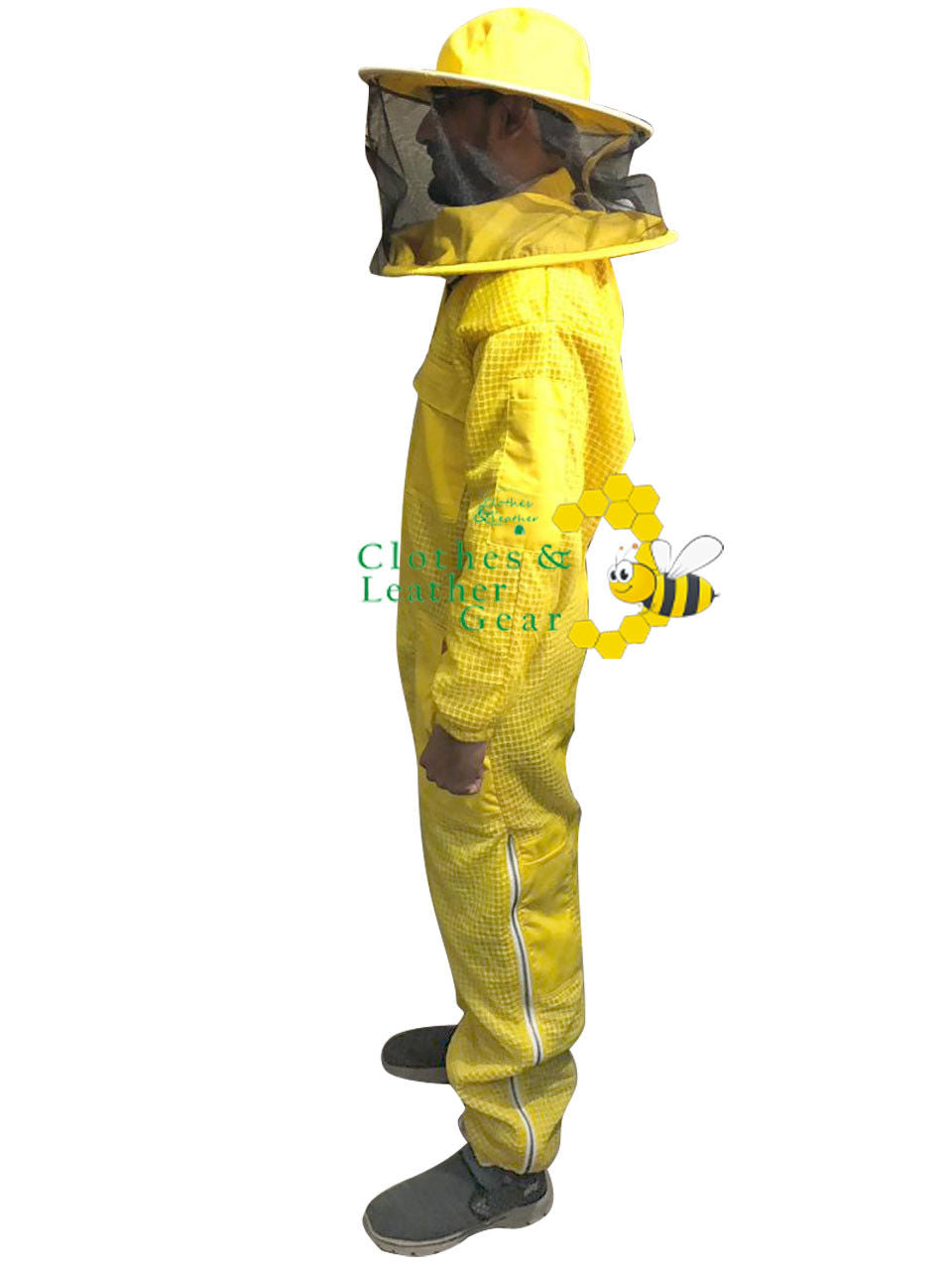 Beekeeping Ventilated Suit Three Layer Mesh Ultra Round Veil in YELLOW Colour (1 X Free Gloves)