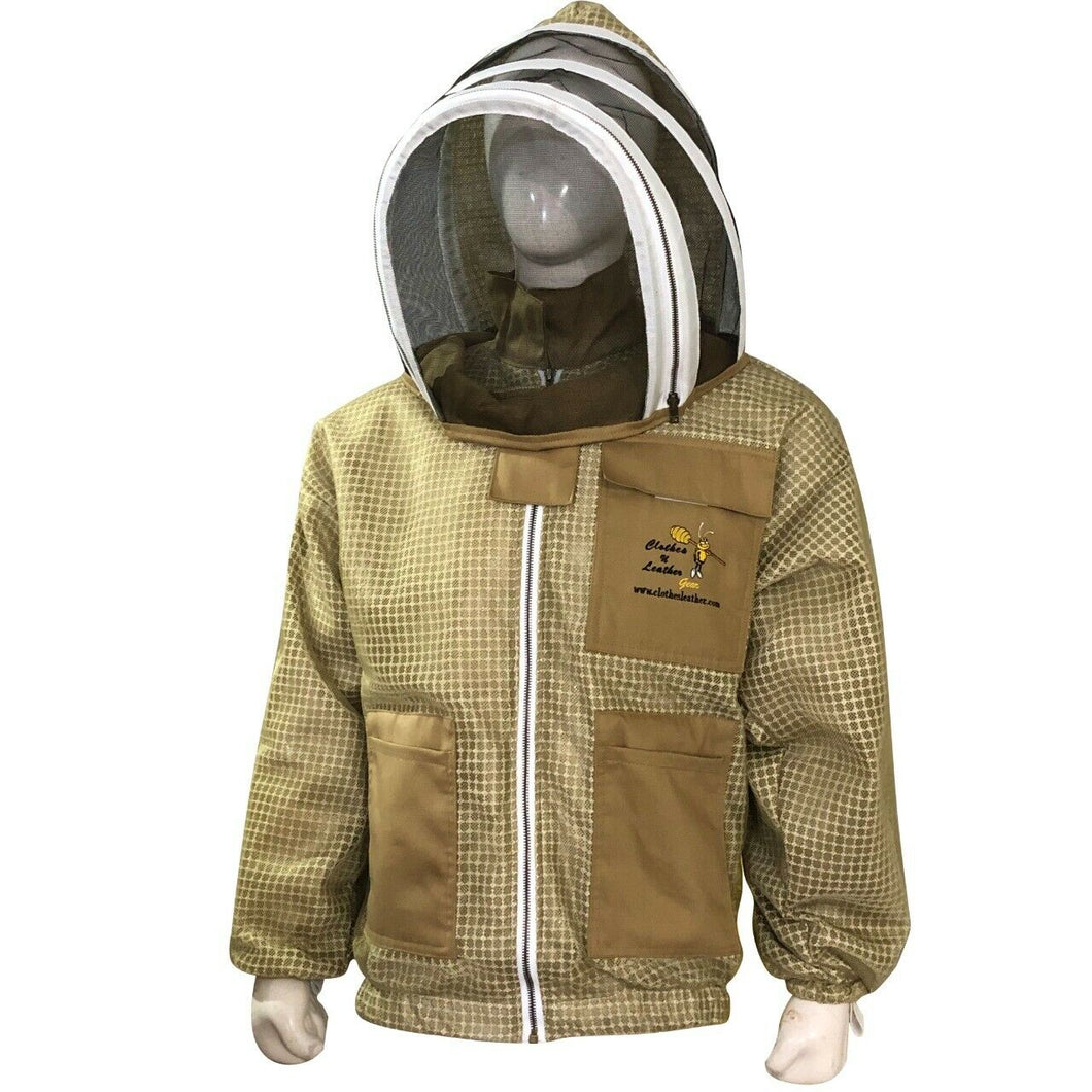 Beekeeping Ventilated Jacket Protection Khaki with Fency veil