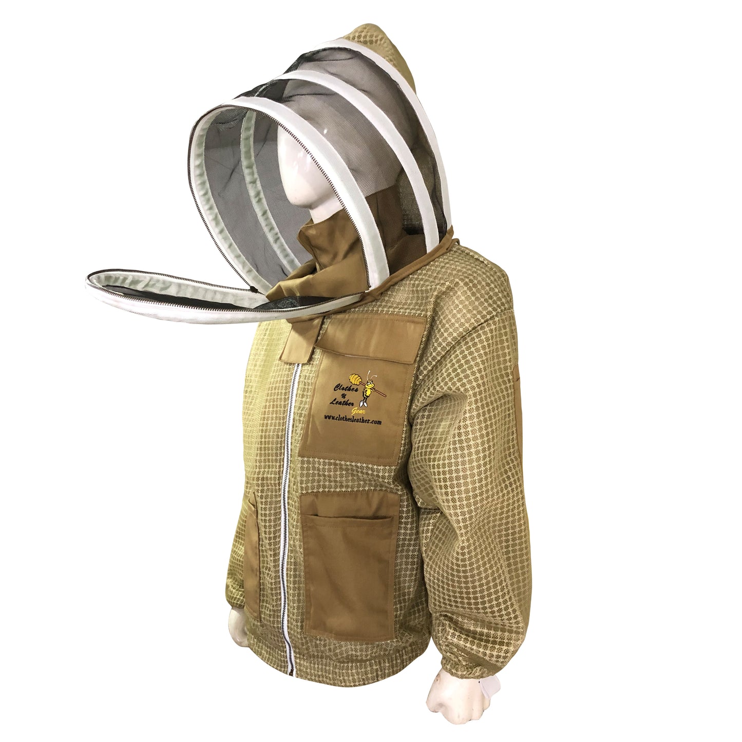 Beekeeping Ventilated Jacket Protection Khaki with Fency veil