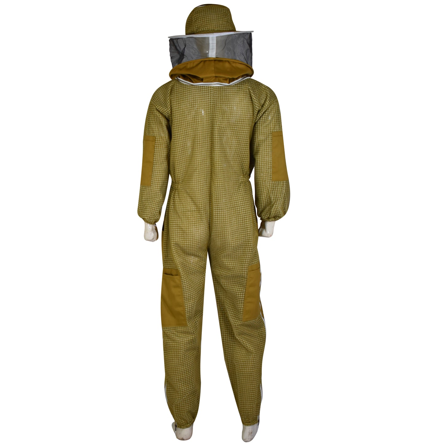 Beekeeping Ventilated Suit Three Layer Mesh Ultra Round Veil in Khaki Colour (1 X Free Gloves)