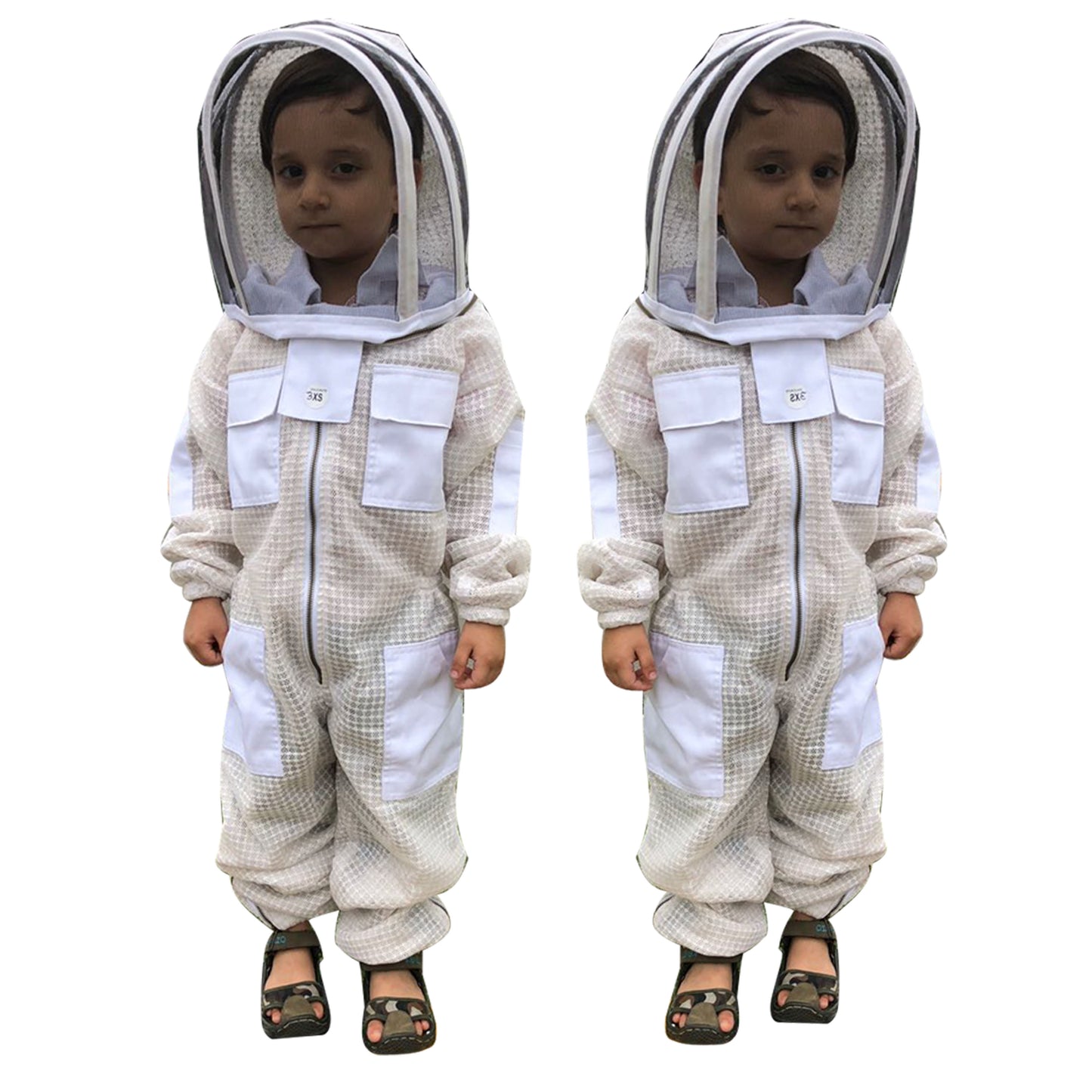Beekeeping 3 Layer Mesh Ventilated Suit for Kids or Childfs in White Colour