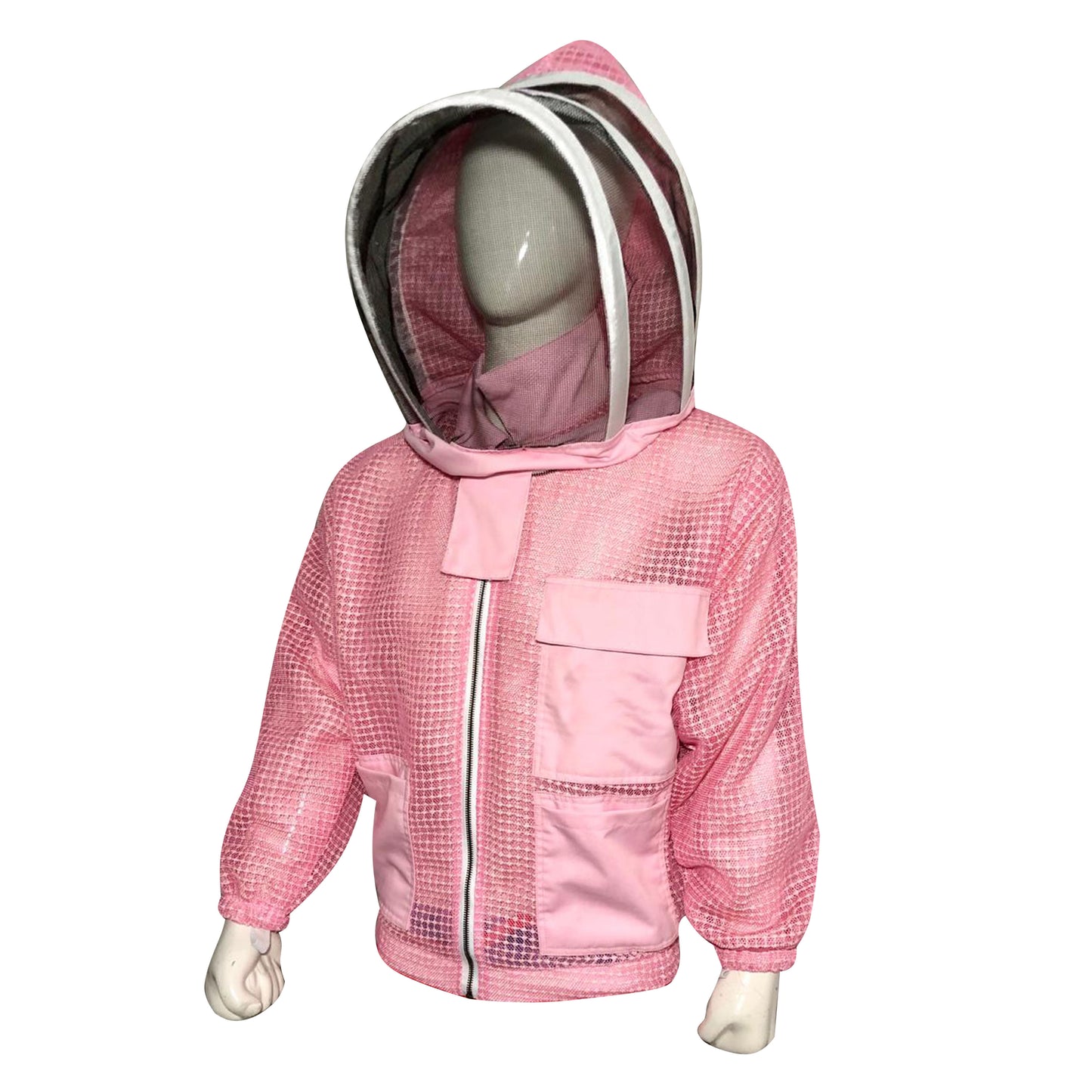Beekeeping Three Layer Mesh Ultra Ventilated Jacket Pink Fencing Veil (Free Gloves)