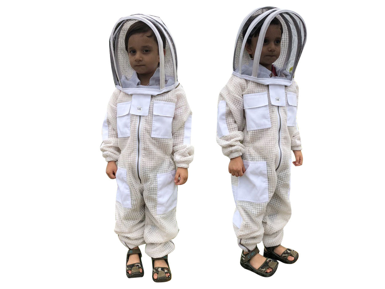 Beekeeping 3 Layer Mesh Ventilated Suit for Kids or Childfs in White Colour
